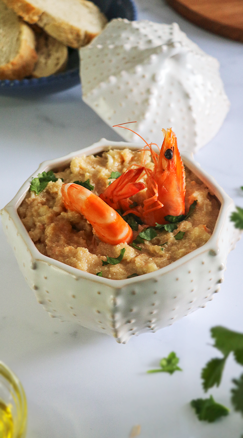 Açorda de Ovas de Bacalhau e Camarão