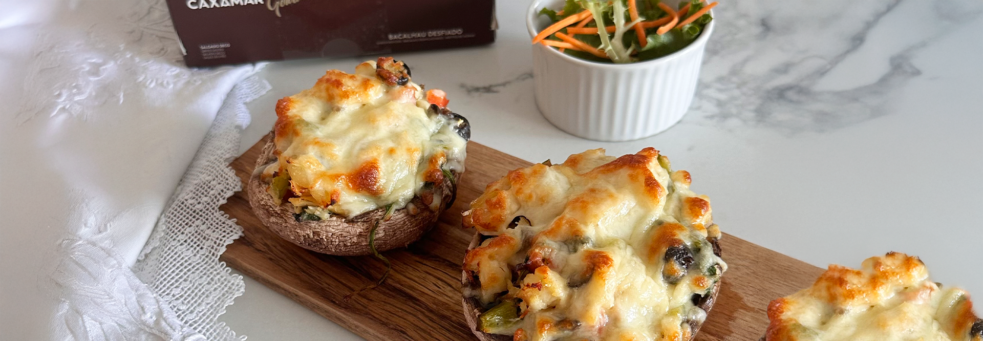 Cogumelos Recheado com Bacalhau