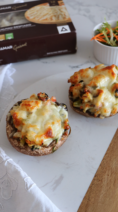 Cogumelos Recheado com Bacalhau