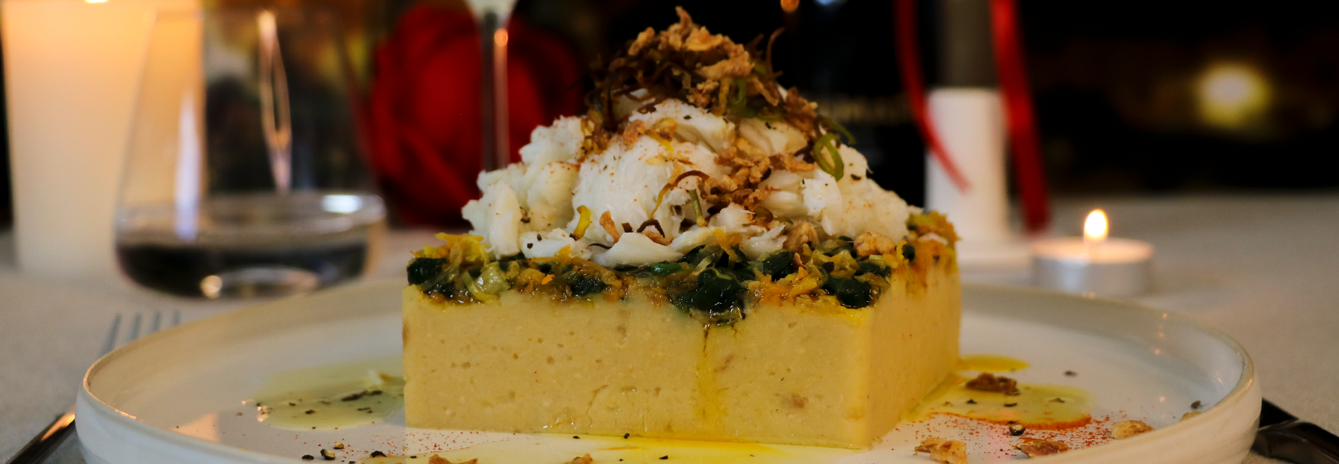 Lombos de Bacalhau com Legumes e Puré de Grão