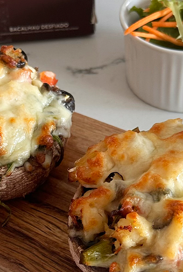 Cogumelos Recheado com Bacalhau
