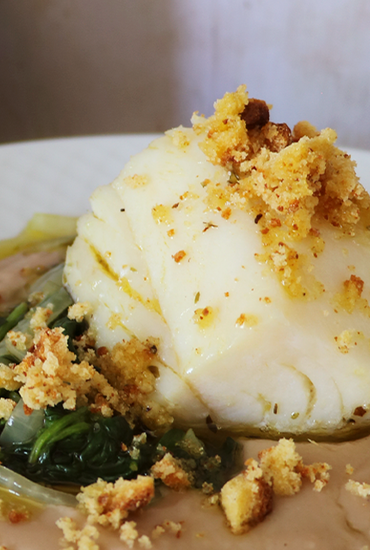 Lombos de Bacalhau com Puré de Castanhas